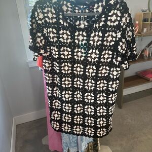 Black and White Crochet dress/swim coverup oversized small